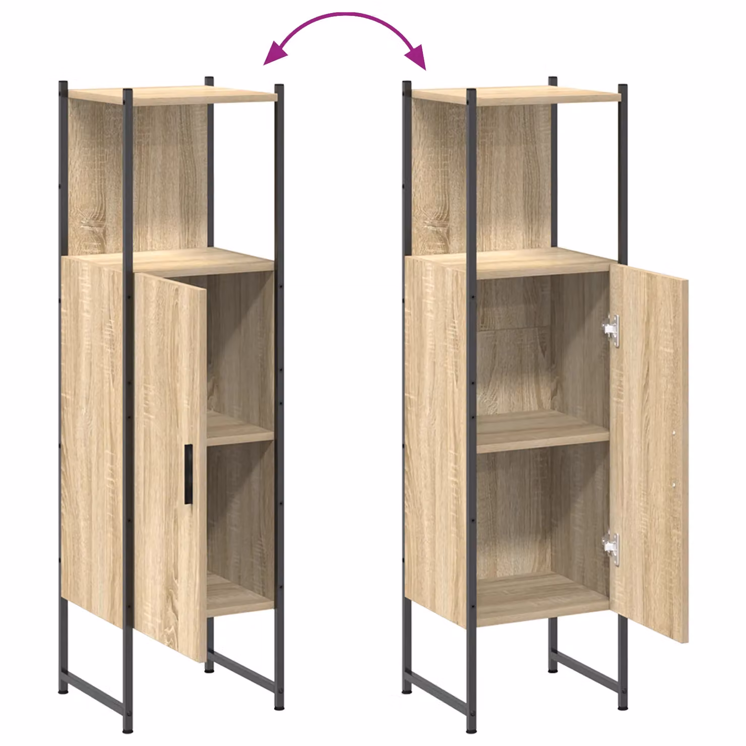 Berkfield Home Tall Pantry Cabinet in Light Oak and Brown, W/D/H: 33 x 33 x 120.5 cm – 3