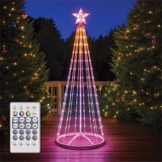Xmas Haus 1.2m White RGB LED Christmas Tree with 118 Lights and Remote and App Control