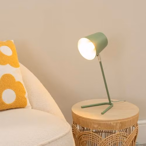 ValueLights Sage Green Metal Table Lamp with Tapered Dome Shade and Included LED Bulb – 2