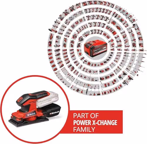 Einhell Power X-Change 18V Cordless 1/3 Sheet Orbital Sander in Red – 2