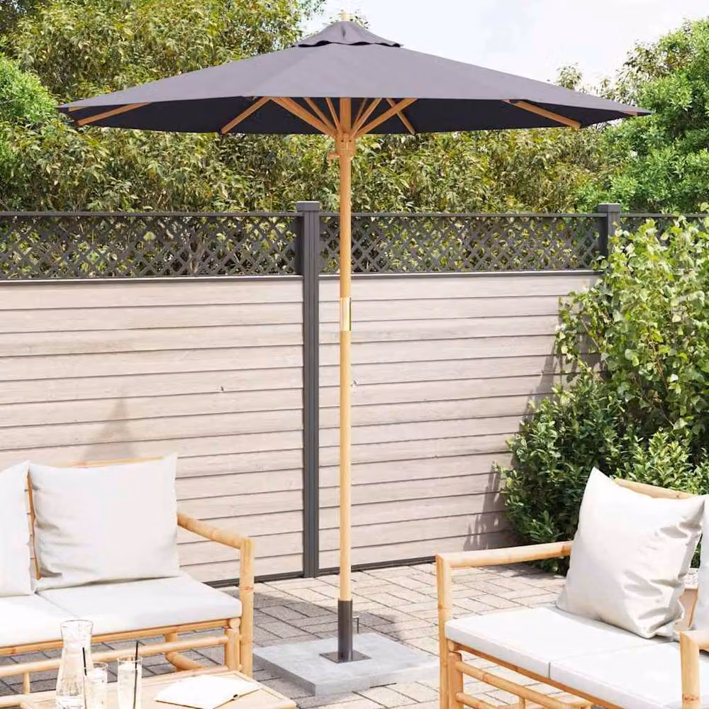 Berkfield Home Dark Grey Bamboo Garden Parasol W: 230 cm, H: 217 cm – 3