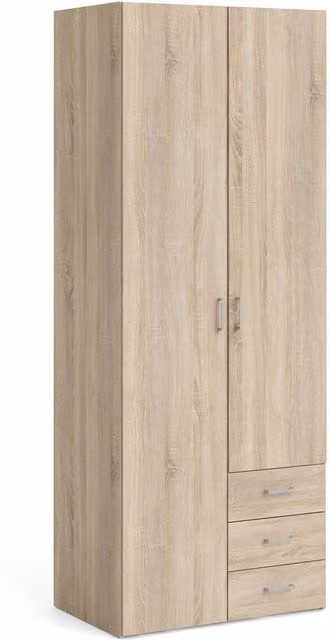 Furniture To Go Space 2-Door 3-Drawer Wardrobe in Oak Brown