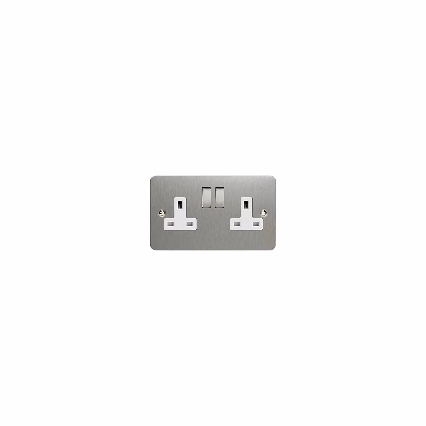 Varilight Ultra Flat Plate 2-Gang 13Amp Socket in Grey with White and Silver Inserts – 2
