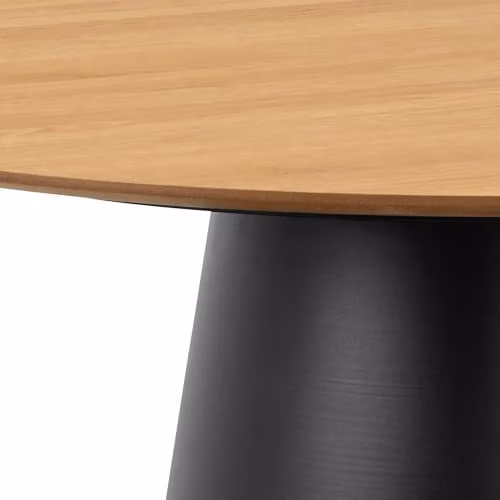Furniture To Go Soli Round Dining Table in Oak and Black with 4 Darlene Grey Swivel Dining Chairs with Armrests, W: 120 cm, D: 75 cm, H: 79 cm – 3