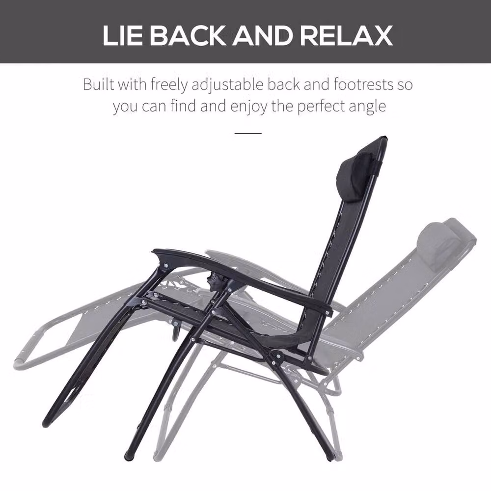 EONLION Zero Gravity Reclining Lounger Chair in Black with Adjustable Headrest and Armrests – 5