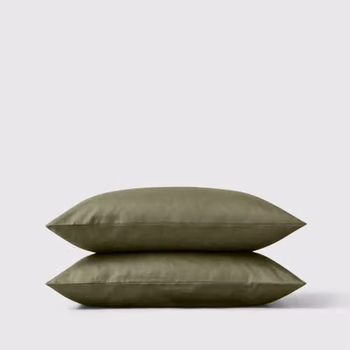 Bedable Pair of Green 100% Cotton Mako Sateen Pillowcases, 460 Thread Count – 1