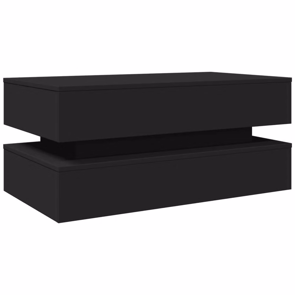 Berkfield Home Modern Black Coffee Table with LED Lights W/D/H: 90 x 50 x 40 cm – 3