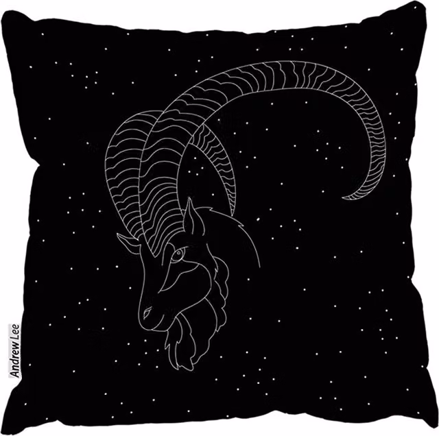 Benjamin Tate Design LTD Capricorn Zodiac Sign Outdoor Comfy Cushion, Black, W/D/H: 60 x 60 x 60 cm