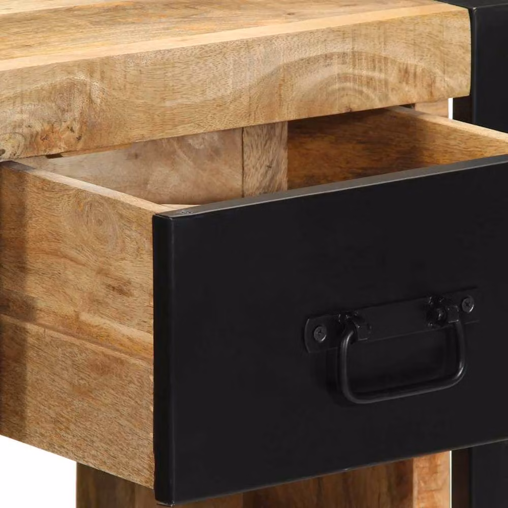 Berkfield Home Bedside Cabinet in Brown Solid Mango Wood, W/D/H: 40 x 35 x 40 cm – 6