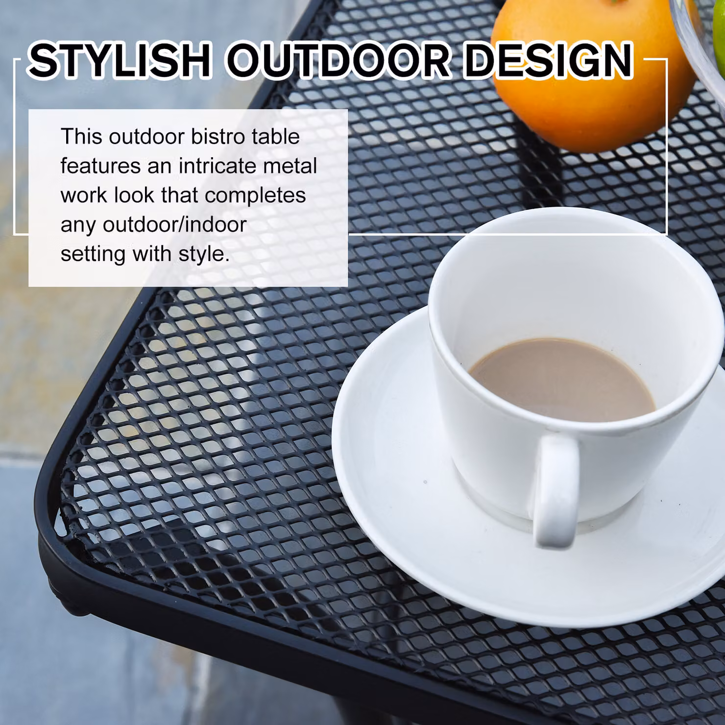 Outsunny Metal Square Outdoor Garden Bistro Table in Black – 4