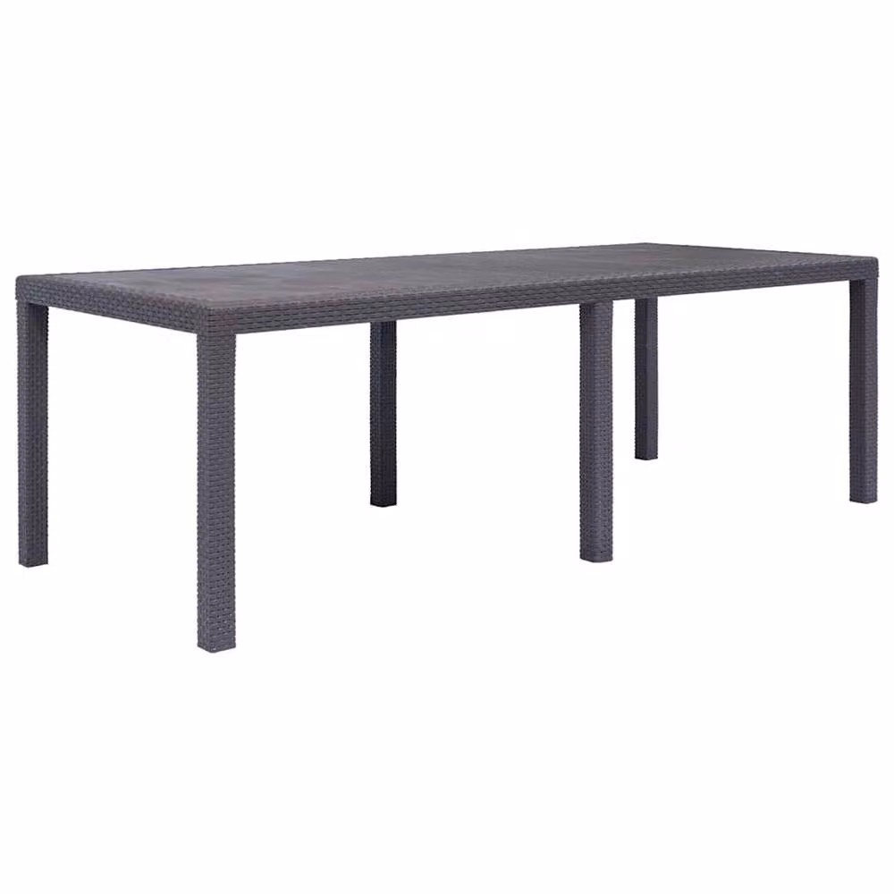 Berkfield Home Rectangular Garden Table in Brown Plastic Rattan Look, W/D/H: 220 x 90 x 72 cm – 2