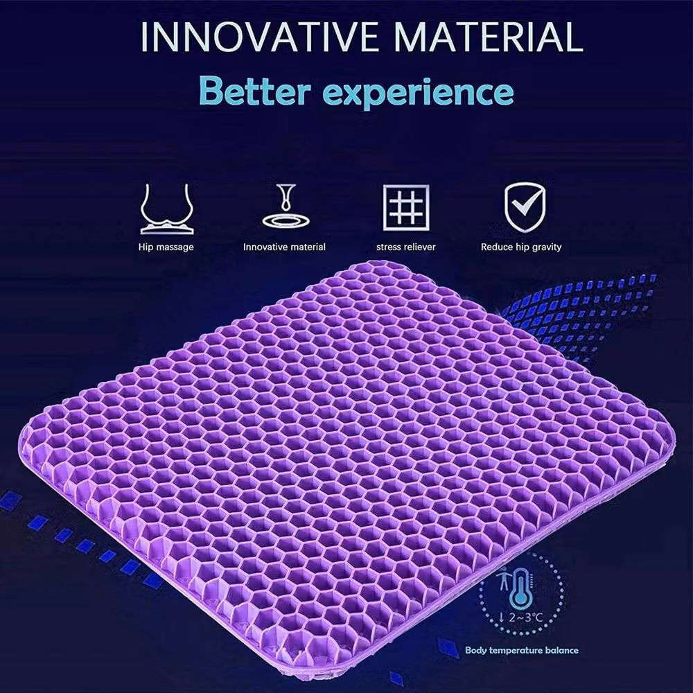 KORVIXA Ergonomic Gel Office and Car Seat Cushion, Purple, W: 100 cm x D: 100 cm x H: 1 cm – 4