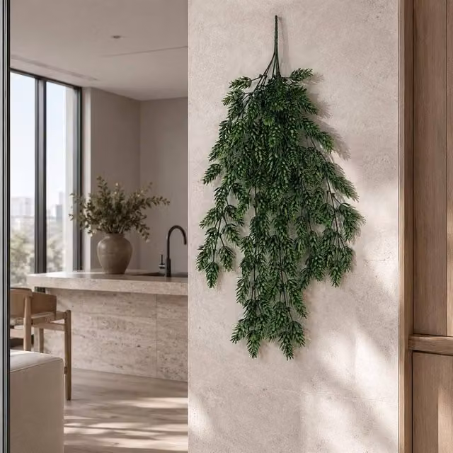 Leaf Artificial Hanging Clustered Fern Plant in Green, 128 cm – 1