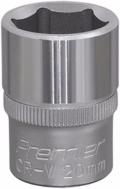 Loops 20mm Steel Drive Socket 1/2 inch Square Drive Chrome Vanadium Wrench Socket in Silver