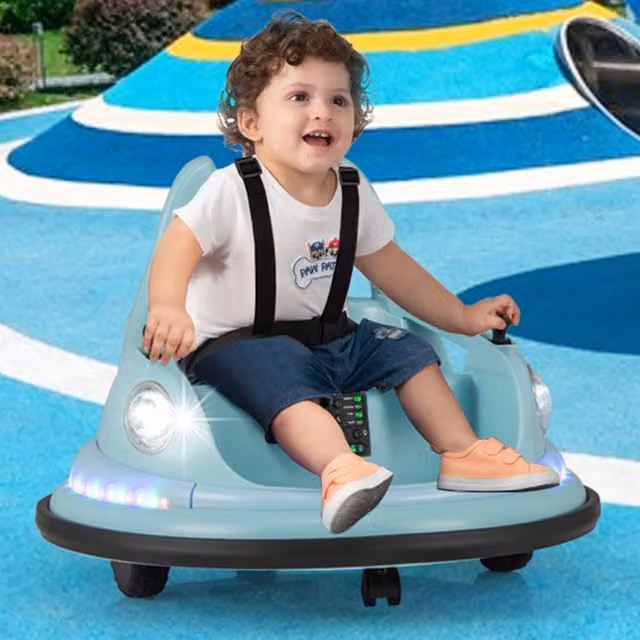 Costway Blue Rotation Spin Electric Ride On Twist Car with Light and Sound and Rechargeable Battery