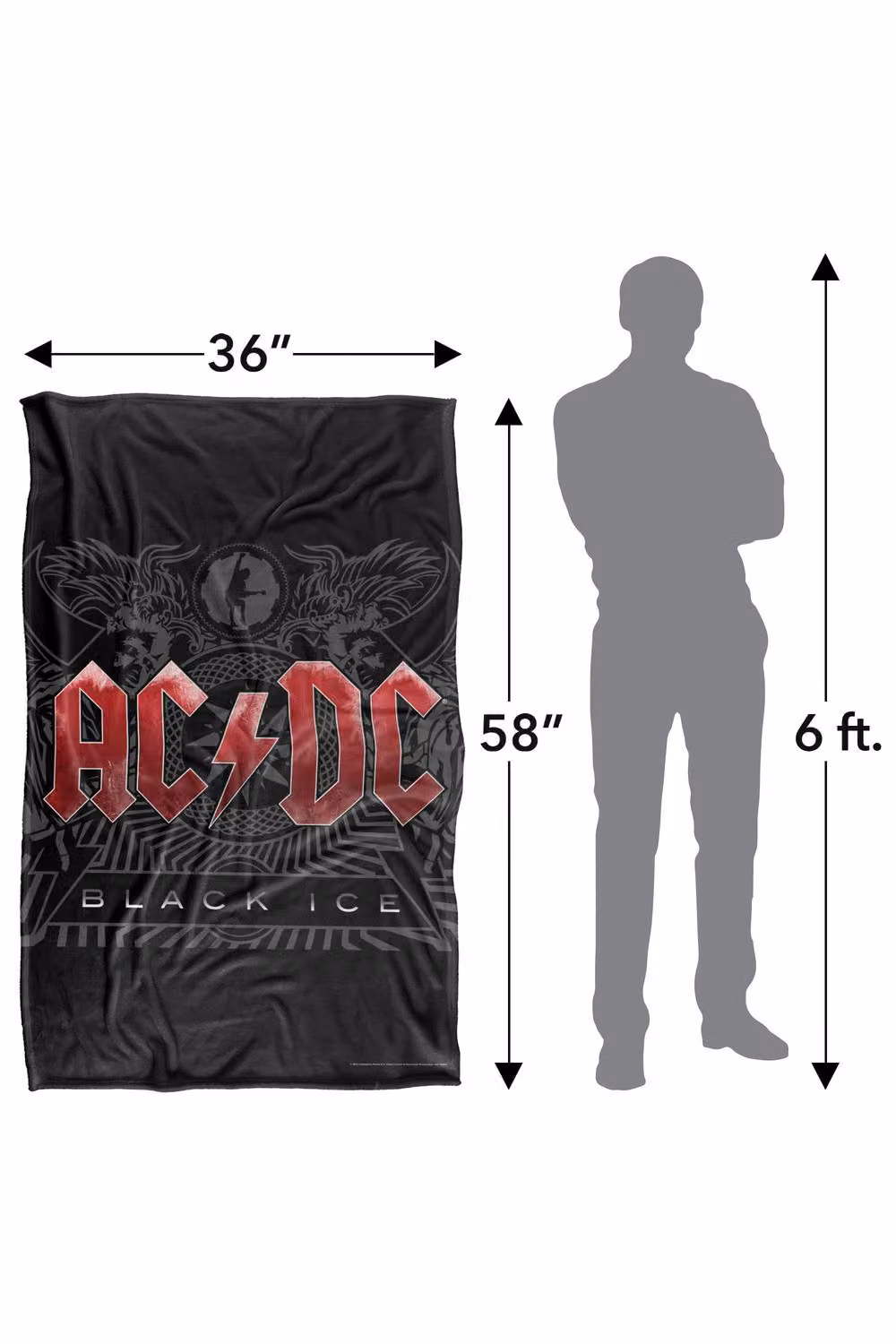 AC/DC Black Ice Super Soft Silky Touch Fleece Blanket, Multicolour – 7