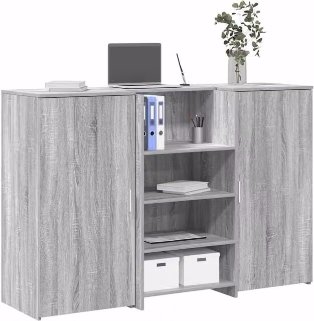 Berkfield Home Reception Desk in Grey Sonoma, W/D/H: 155 x 50 x 103.5 cm – 1