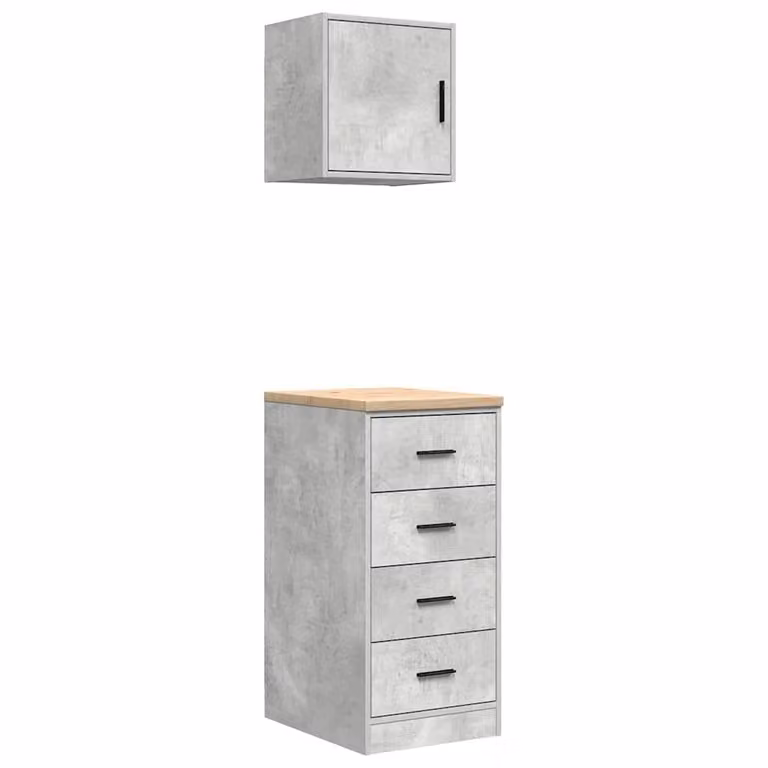 Berkfield Home Modern Wall Mounted Garage Cabinets, 2 Piece Set in Grey, W/D/H: 85 x 40 x 51 cm