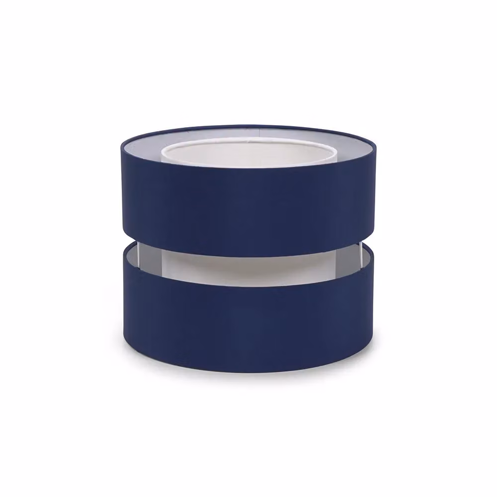 ValueLights Set of 2 Modern Fabric Cylinder Drum Lampshades in Blue and White, Width: 26 cm – 2