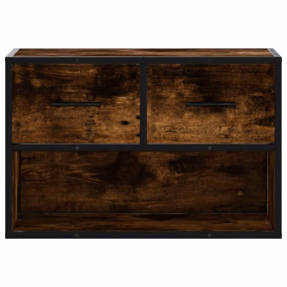 Berkfield Home Industrial TV Cabinet in Smoked Oak and Metal, Brown, W/D/H: 60 x 31 x 39.5 cm – 4
