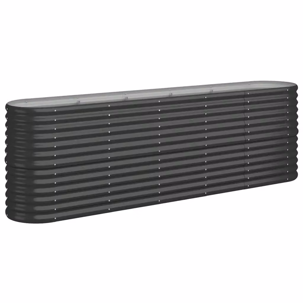 Berkfield Home Garden Powder-coated Steel Raised Bed in Anthracite Black, W/D/H: 224 x 40 x 68 cm – 2