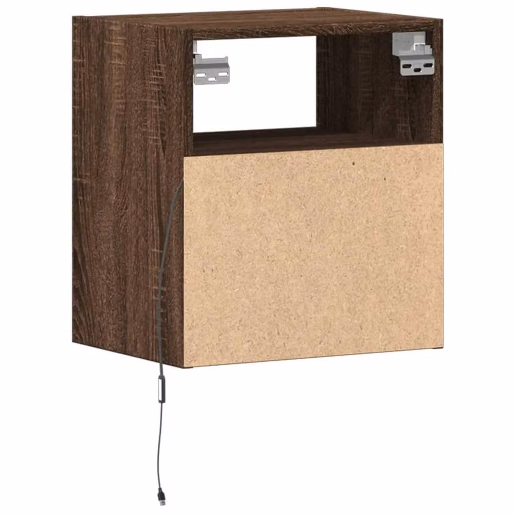 Berkfield Home Modern TV Wall Cabinet with LED Lights in Brown Oak, W: 41 cm, D: 31 cm, H: 45 cm – 5