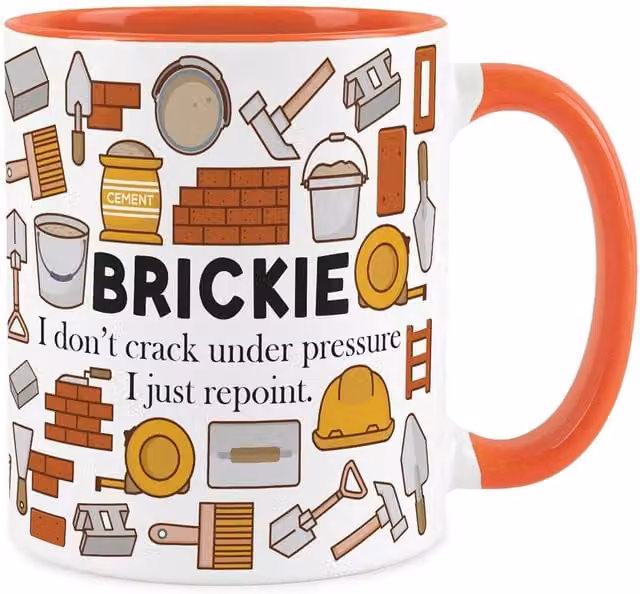 Purely Home Novelty Brickie Ceramic Mug in Orange