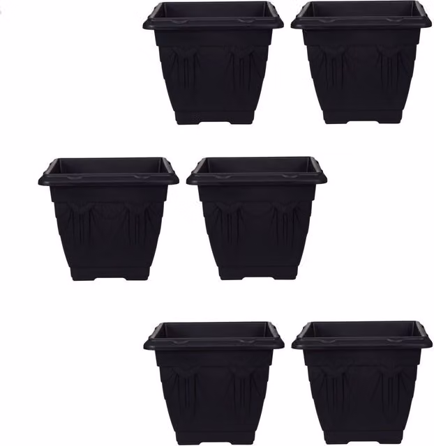 Whitefurze Venetian Square Plastic Pot, Black, Diameter: 22 cm