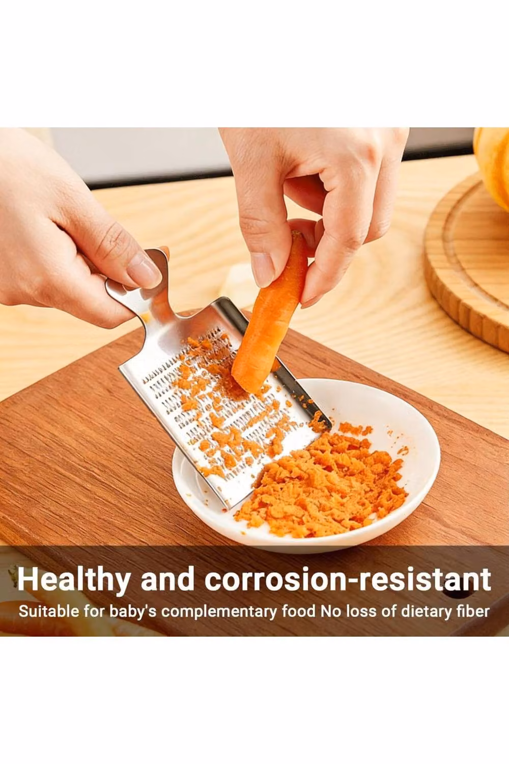 KDMD Stainless Steel Flat Ginger and Garlic Kitchen Grater, Silver, W: 7.5 cm, D: 7.2 cm – 2