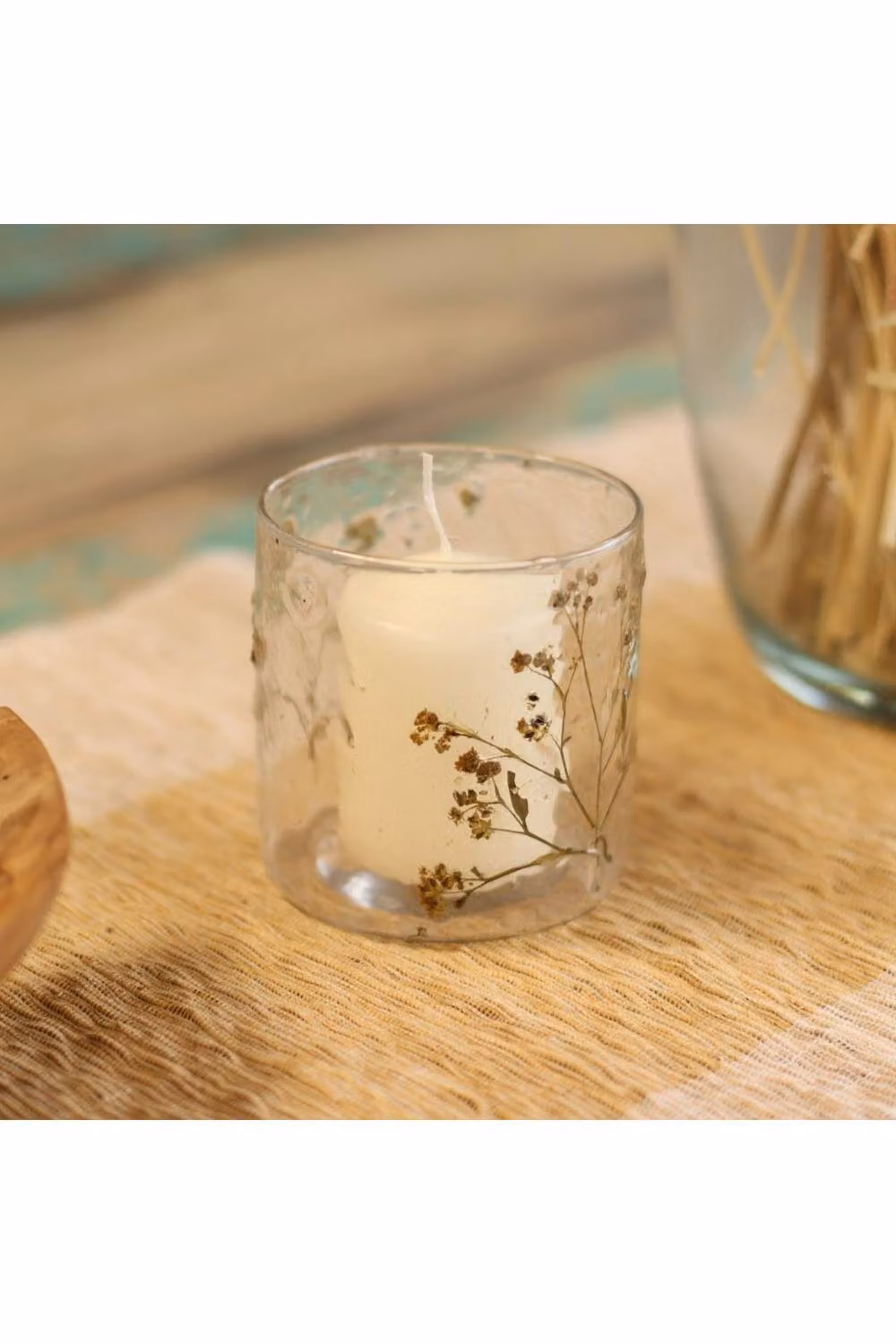 KDMD Natural Floral Glass Candle Holder in Transparent, W/D/H: 8 x 8 x 8 cm – 2