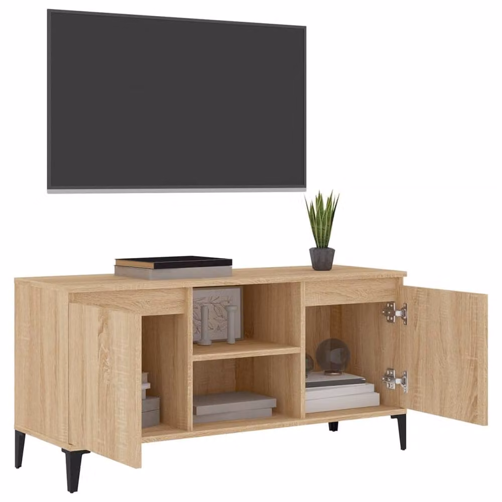 Berkfield Home Industrial TV Cabinet in Sonoma Oak and Beige with Metal Legs, W/D/H: 103.5 x 35 x 50 cm – 3