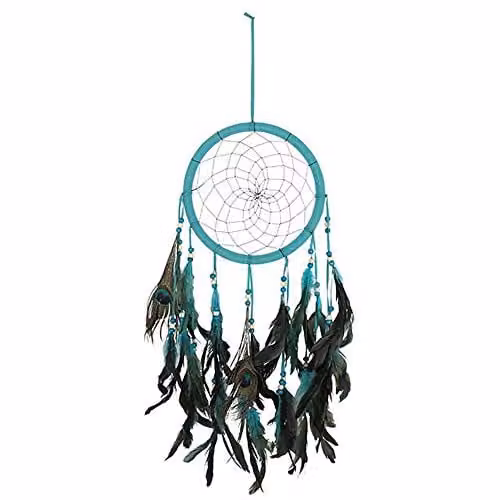 Something Different Turquoise Peacock Feather Dream Catcher
