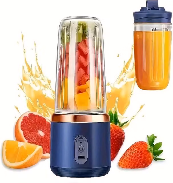 FLAVORA Blue Portable Electric Juice Maker and Blender, 400 ml – 1