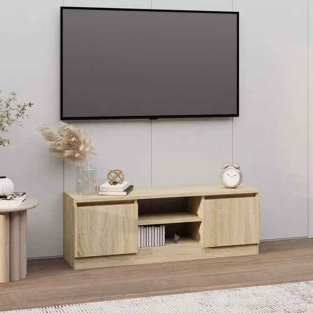 Berkfield Home TV Cabinet with Door in Sonoma Oak Brown, W/D/H: 102 x 30 x 36 cm – 1