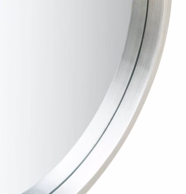 Berkfield Home Round Wall Mirror with Wood Strap in Silver and Brown, Diameter: 50 cm