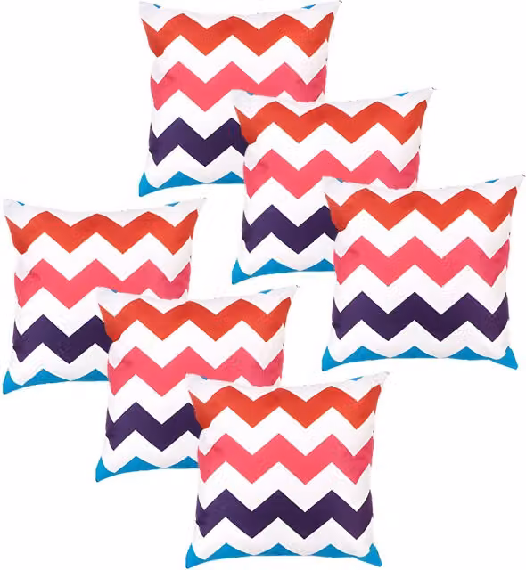 Gardenista Set of 6 Zigzag Multi Printed Outdoor Scatter Cushions in Multicolour Polyester