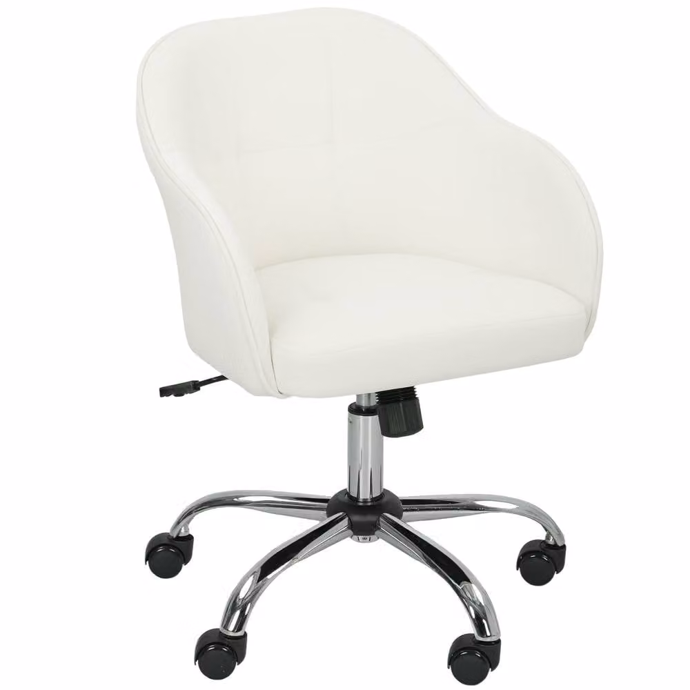 STILVORA Modern Velvet Task Chair in Beige and White, W/D/H: 56 x 61 x 120 cm – 3