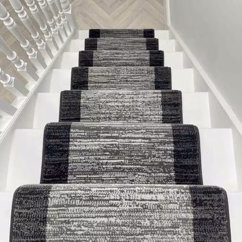 runrug Soft and Durable Machine Woven Stair Runner in Dark Grey Morning Mist, W: 70 cm, L: 600 cm, Thickness: 9 mm – 4