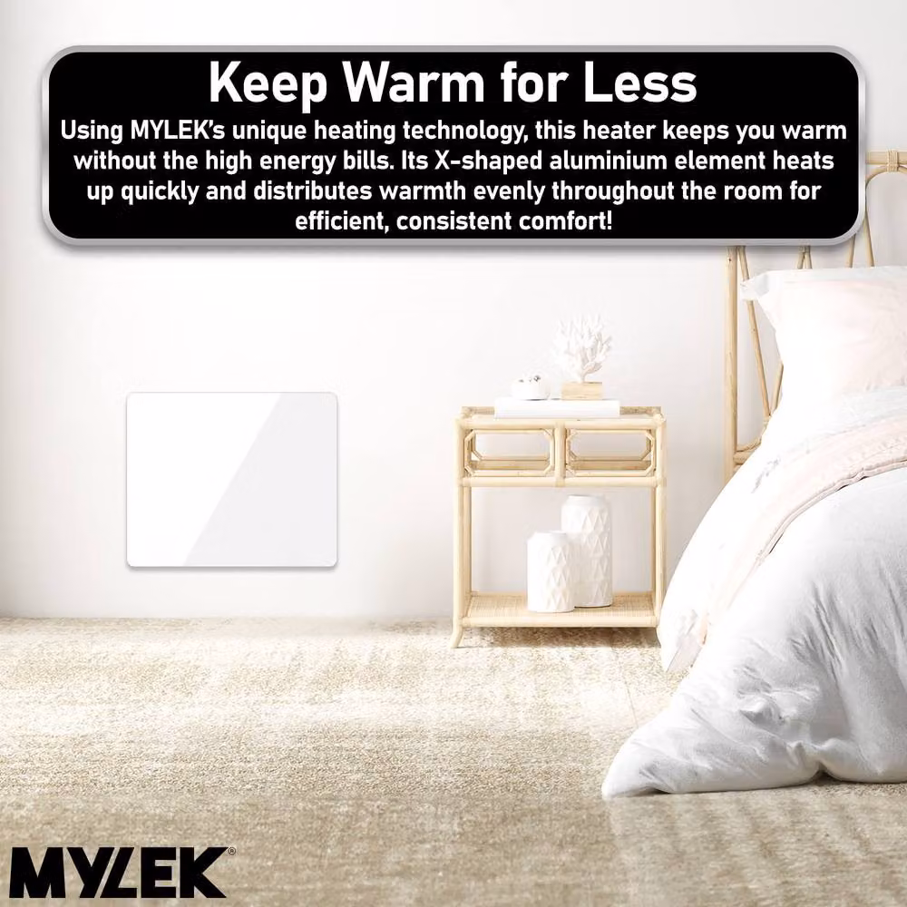 MYLEK White Slimline Double Glass Panel Radiator Heater with Wifi and App Control – 5