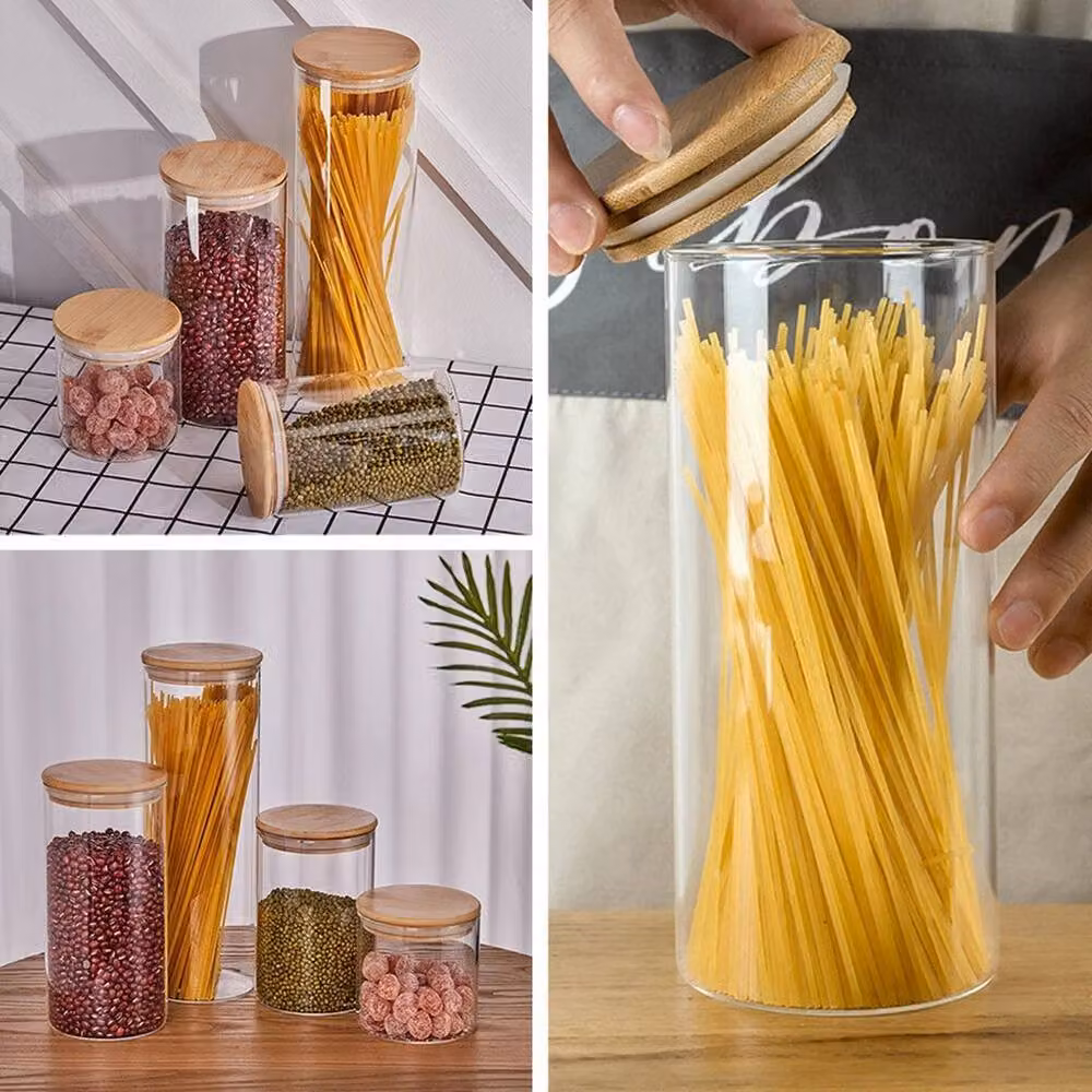 NESTLUNE Set of 4 Glass Dry Food Storage Canisters for Pasta and Spaghetti, Transparent, H 100 cm x W 15 cm – 3