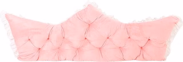 Livingandhome Crown-Shaped Tufted Plush Headboard Pillow in Pink and White, Width: 180 cm