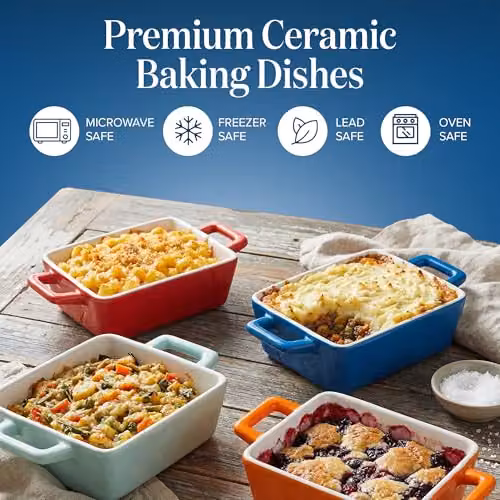 Joeji's Kitchen Set of 4 Mini Rectangular Ceramic Ramekin Baking Dishes in Multicolour – 2