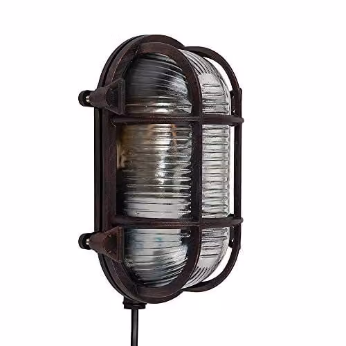 ValueLights Bow Oval Maritime Bulkhead IP64 Outdoor Wall Light in Bronze and Rust Effect with Warm White Filament Bulb – 1