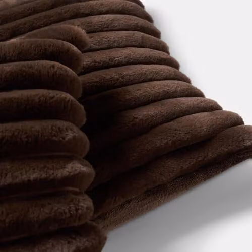 OHS Set of 2 Thick Ribbed Faux Fur Decorative Square Throw Pillow Covers, Brown, W/D/H: 45 x 45 x 45 cm – 5
