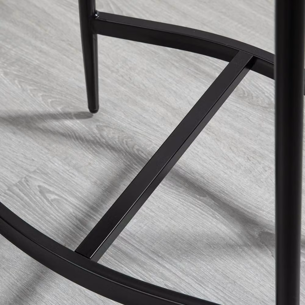 STILVORA Set of 2 Industrial Bar Stools with Grey Fabric and Matt Steel Frame – 6
