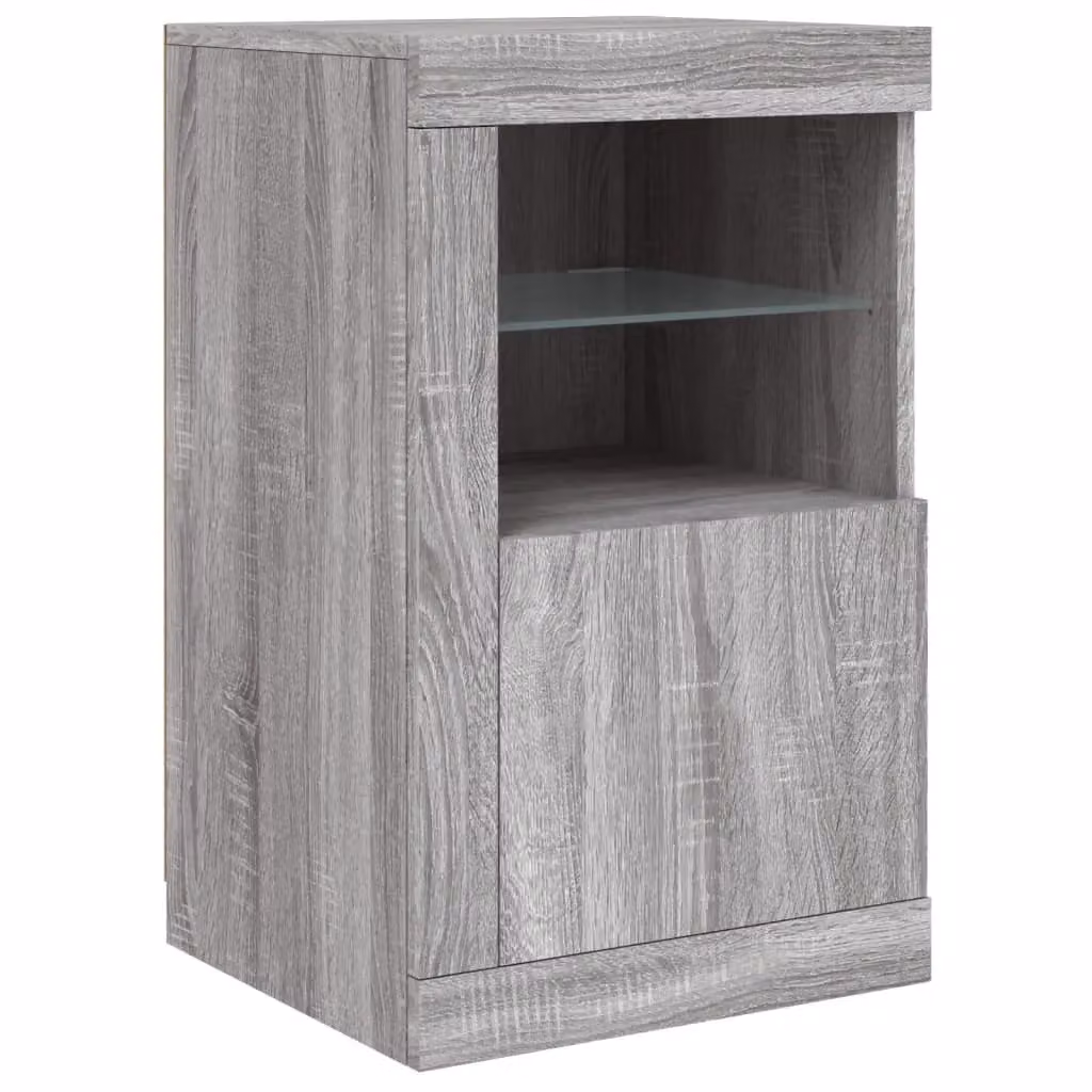 Berkfield Home Set of 2 Modern Grey Side Cabinets with Integrated LED Lighting and Glass Doors – 3