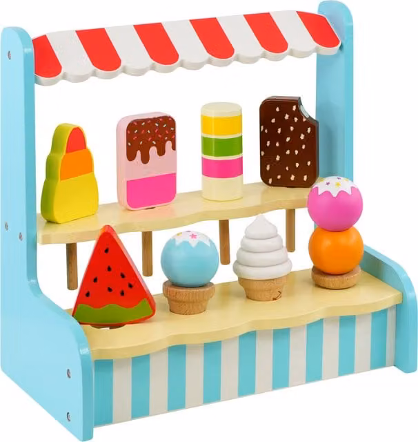 The Magic Toy Shop Wooden Ice Cream Shop Lolli Stand Pretend Play Set in Turquoise, W/D/H: 36.0 x 11.0 x 11.0 cm