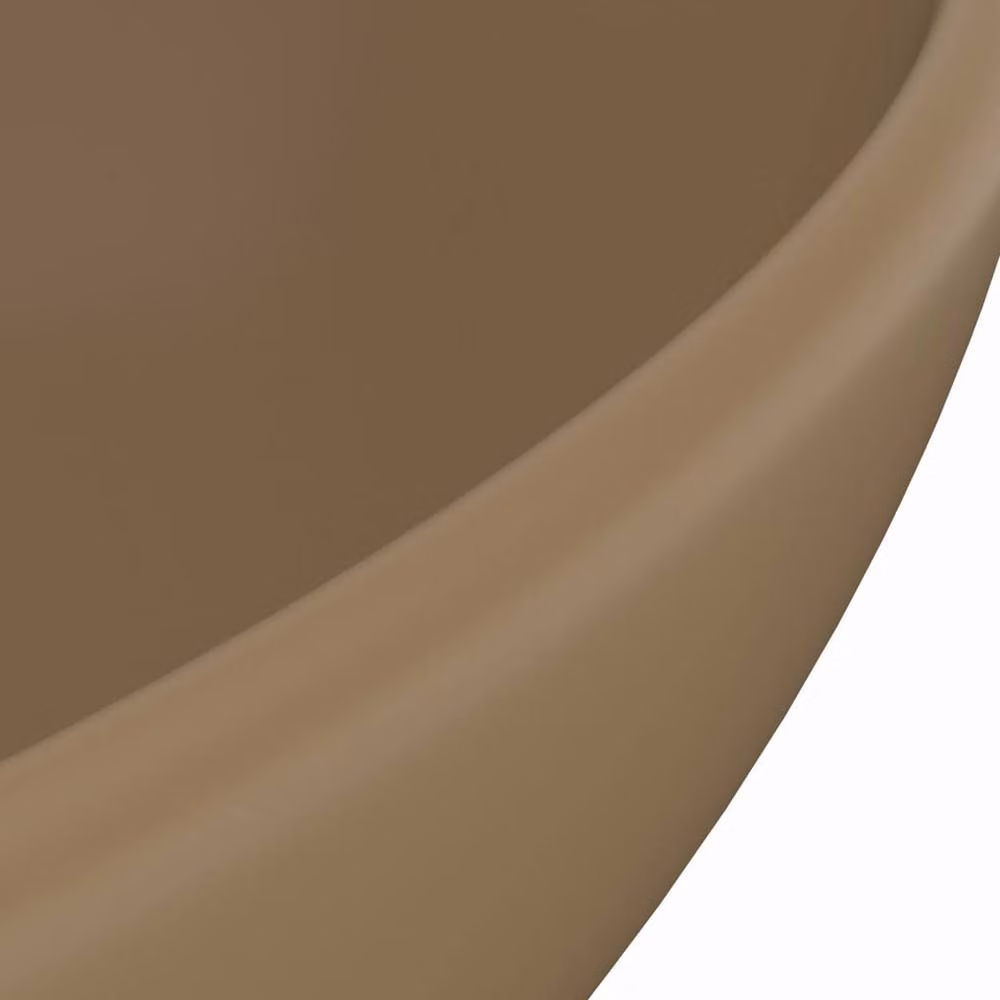 Berkfield Home Luxury Oval Ceramic Countertop Basin in Matt Beige, W: 40 cm, D: 33 cm – 3
