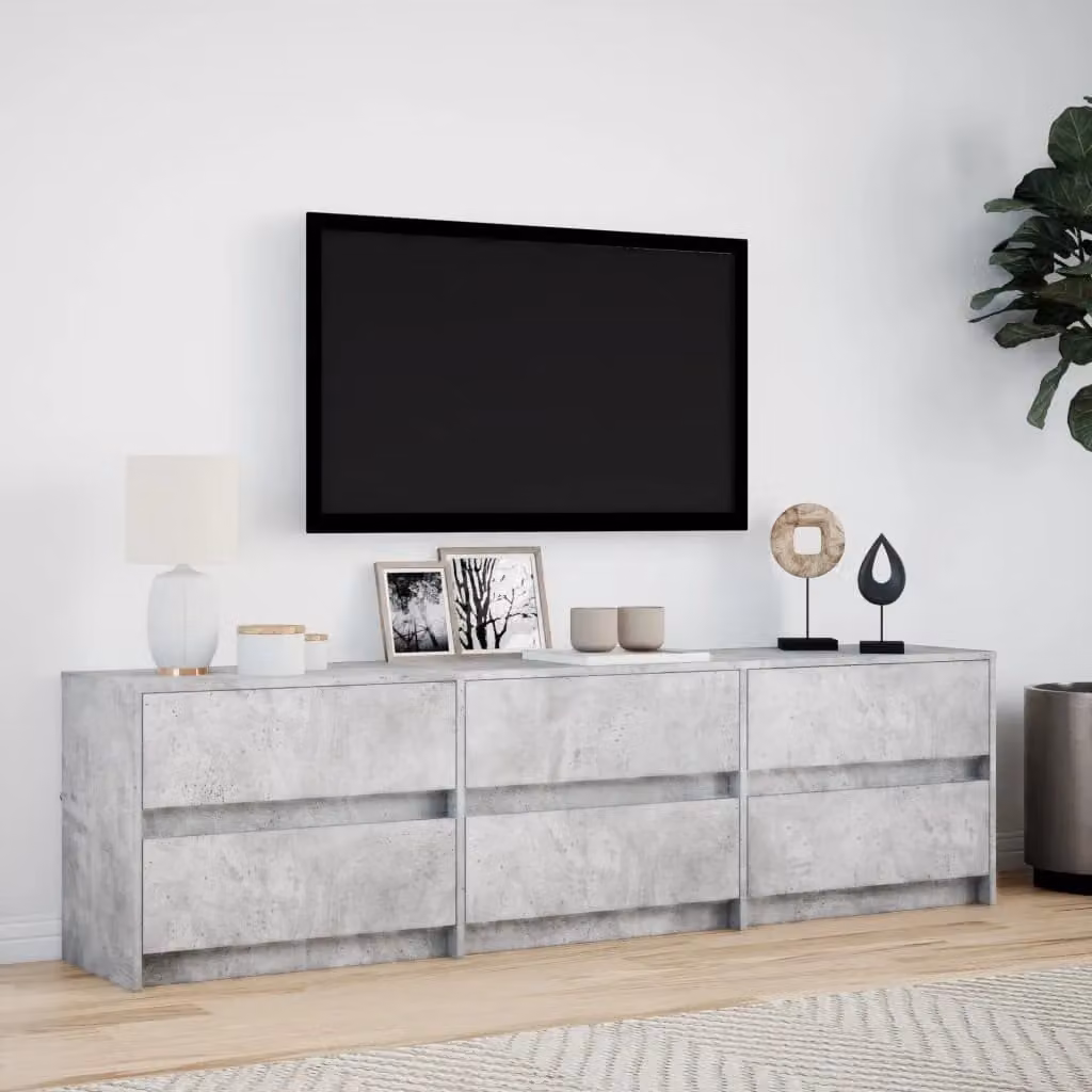 Berkfield Home Modern TV Cabinet with LED in Concrete Grey, W/D/H: 180 x 34 x 50 cm – 2