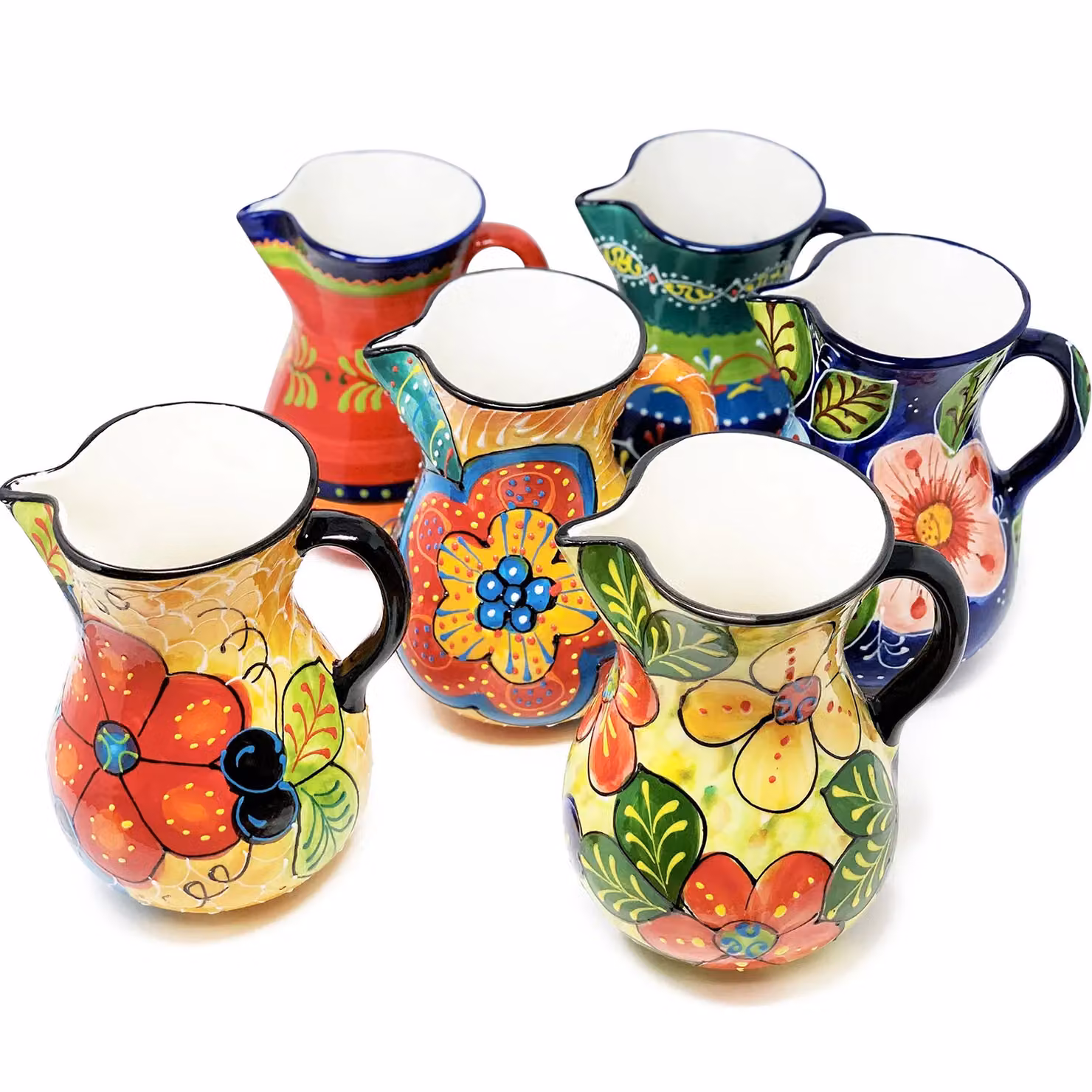 Verano Spanish Ceramics Hand Painted Floral Ceramic Pourer Jug, Multicolour, 2 l – 3
